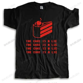 Мужская футболка с круглым вырезом, летняя мужская черная футболка свободного стиля The Cake Is A Lie, новая хлопковая мужская футболка с круглым вырезом, прямая доставка