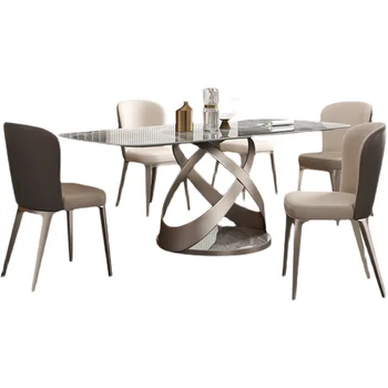 Стол Bright rock plate, современный простой легкий роскошный прямоугольный креативный дизайнерский стол и стулья из сетки red wind, высококачественная комбинация