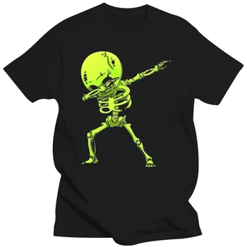 Мужская летняя модная футболка со скелетом, футболка, детские футболки с неоновыми зомби на Хэллоуин