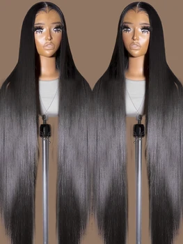 Бесклеевой парик из человеческих волос, готовый к носке, Прозрачные парики с прямой кружевной застежкой, предварительно выщипанные человеческие волосы, естественная линия роста волос для женщин