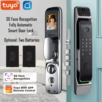 Wi-Fi приложение Tuya Дистанционное управление 3D Распознавание лиц Полностью Автоматический умный дверной замок с камерой Интеллектуальный цифровой дверной замок