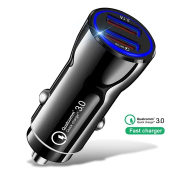 Автомобильное USB Зарядное Устройство Quick Charge 3.0 Зарядное Устройство Для Мобильного Телефона 2 Порта USB Быстрое Автомобильное Зарядное Устройство для iPhone Samsung Tablet Car-Charger