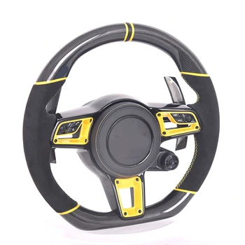 Новейший Дизайн Рулевого колеса из Углеродного волокна С Плоским Дном Подходит для Porsche Macan Panamera Cayenne 911 718 991 Поддержка Кастомизации