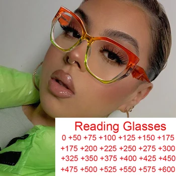 Высококачественные очки для чтения с синим светом, женские модные очки в большой оправе, красочные очки по рецепту, Квадратные очки Оверсайз + 2 + 3