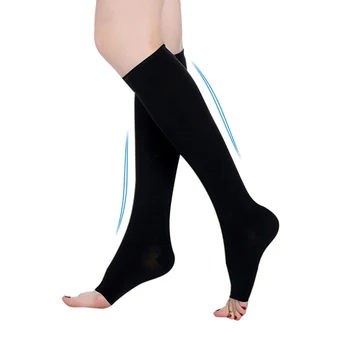 S-XL Эластичные чулки до колена с открытым носком, Компрессионные чулки до икр, для лечения варикозного расширения вен, придающие форму чулкам с градуированным давлением