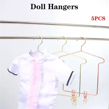 5шт Мини-металлических вешалок для кукольного платья, вешалки для одежды, Миниатюрная мебель для кукольного домика, аксессуары для кукол