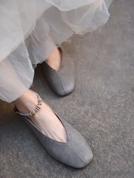Новые оригинальные женские туфли Mary Jane на плоской подошве с ремешком и пряжкой из натуральной кожи, роскошные дизайнеры 2023, Новая весенняя женская обувь в стиле ретро