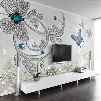 Адрес wellyu большая фреска модное украшение для дома европейский хрустальный цветок украшения в виде бабочек фон для телевизора стена