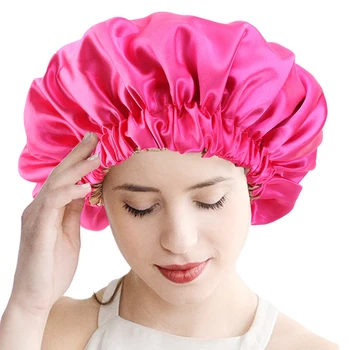 Двусторонняя атласная шапочка для волос, Двухслойная Ночная шапочка с регулировкой сна, закрывающая Шапочку для вьющихся упругих волос, аксессуары для укладки волос
