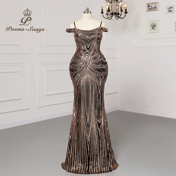 Новый плюс размер Сексуальный вырез лодочкой с блестками черное золото Вечерние платья платье для выпускного вечера вечерние платья robe de soirée de mariage Maxi dress
