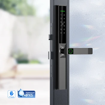 IPX5 Водонепроницаемый стеклянный замок с отпечатками пальцев, Раздвижные качели, смарт-пароль, удаленная цифровая кодовая карта, смарт-замок
