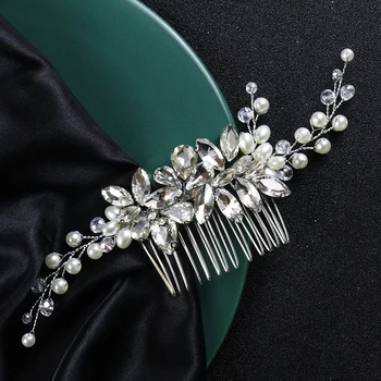 Серебряные аксессуары для волос со стразами, свадебный головной убор для гостей, жемчуг, элегантные женские головные украшения для церемонии, расческа для волос
