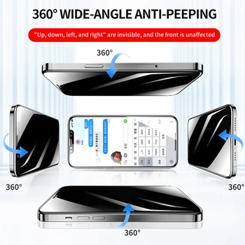 360 Градусов широкоугольный Антишпион Конфиденциальность 9H Закаленное Стекло Для iPhone X XR XS 11 12 13 Mini 14 15 Pro Max Plus Протектор Экрана