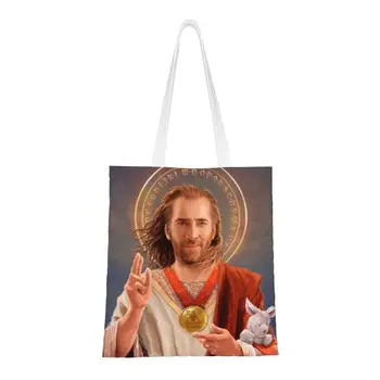 Сумка-тоут в клетку со смешным принтом Святого Николая, переносная холщовая сумка-шоппер на плечо, забавная сумка-мем