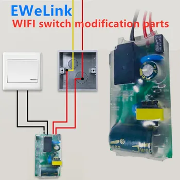 Модуль модификации Wi-Fi выключателя eWeLink Single Fire Switch Alexa Google Home Голосовое управление Не требуется Нейтральный провод