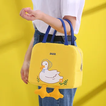 Мультяшная модная холщовая сумка для ланча Студенческая Леди, портативная сумка для ланча, изоляционная сумка из алюминиевой фольги, водонепроницаемая сумка для пикника на открытом воздухе